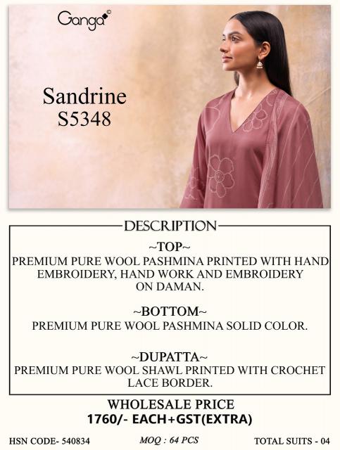 Ganga sandrine 5348 application for aarvi dress material wholesale